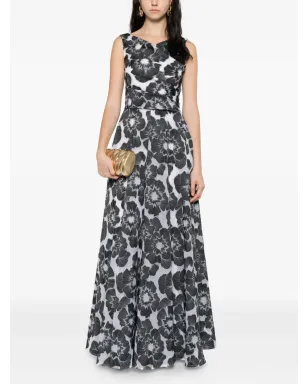 Talbot Runhof 花柄プリント ガウン ブラック - サムネイル2