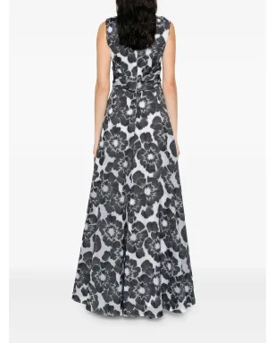 Talbot Runhof 花柄プリント ガウン ブラック - サムネイル4