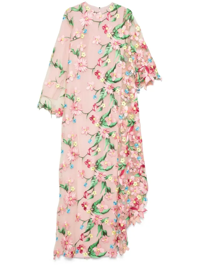 JEAN-LOUIS SABAJI JEAN-LOUIS SABAJI floral-embroidered abaya - Pinkの商品画像