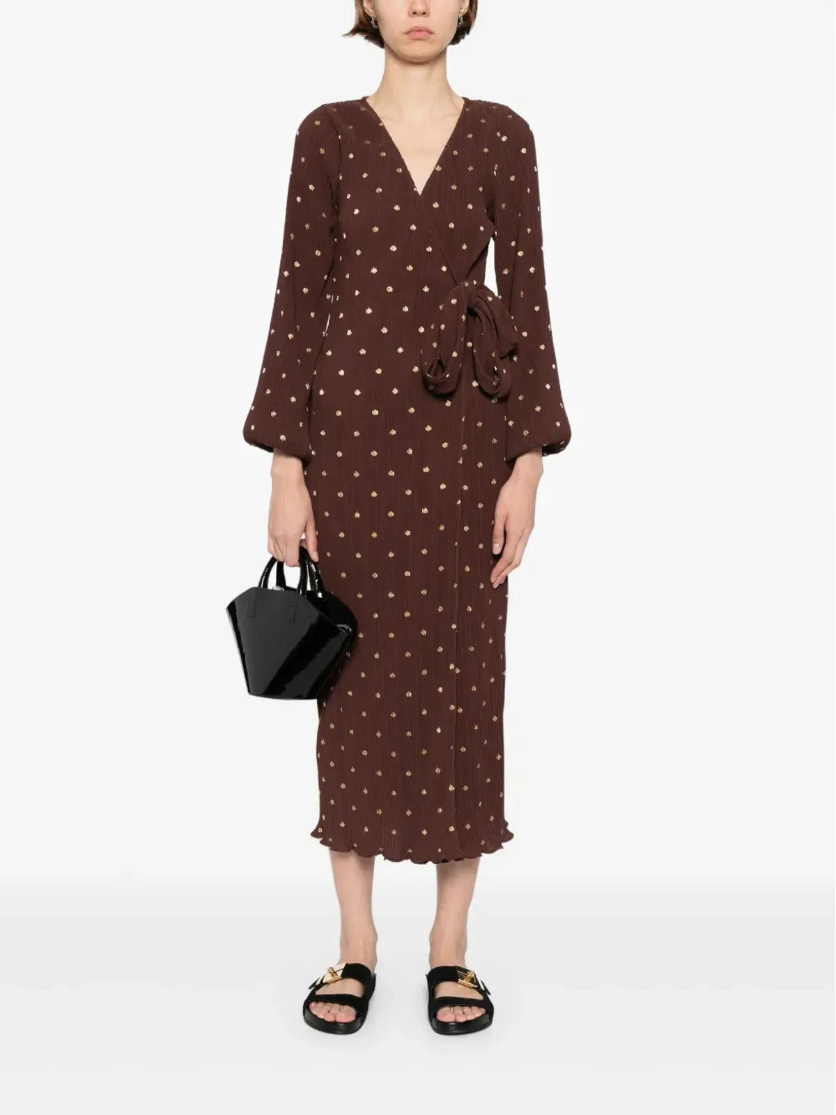 NEVER FULLY DRESSED プリーツ風ラップドレス - 画像2