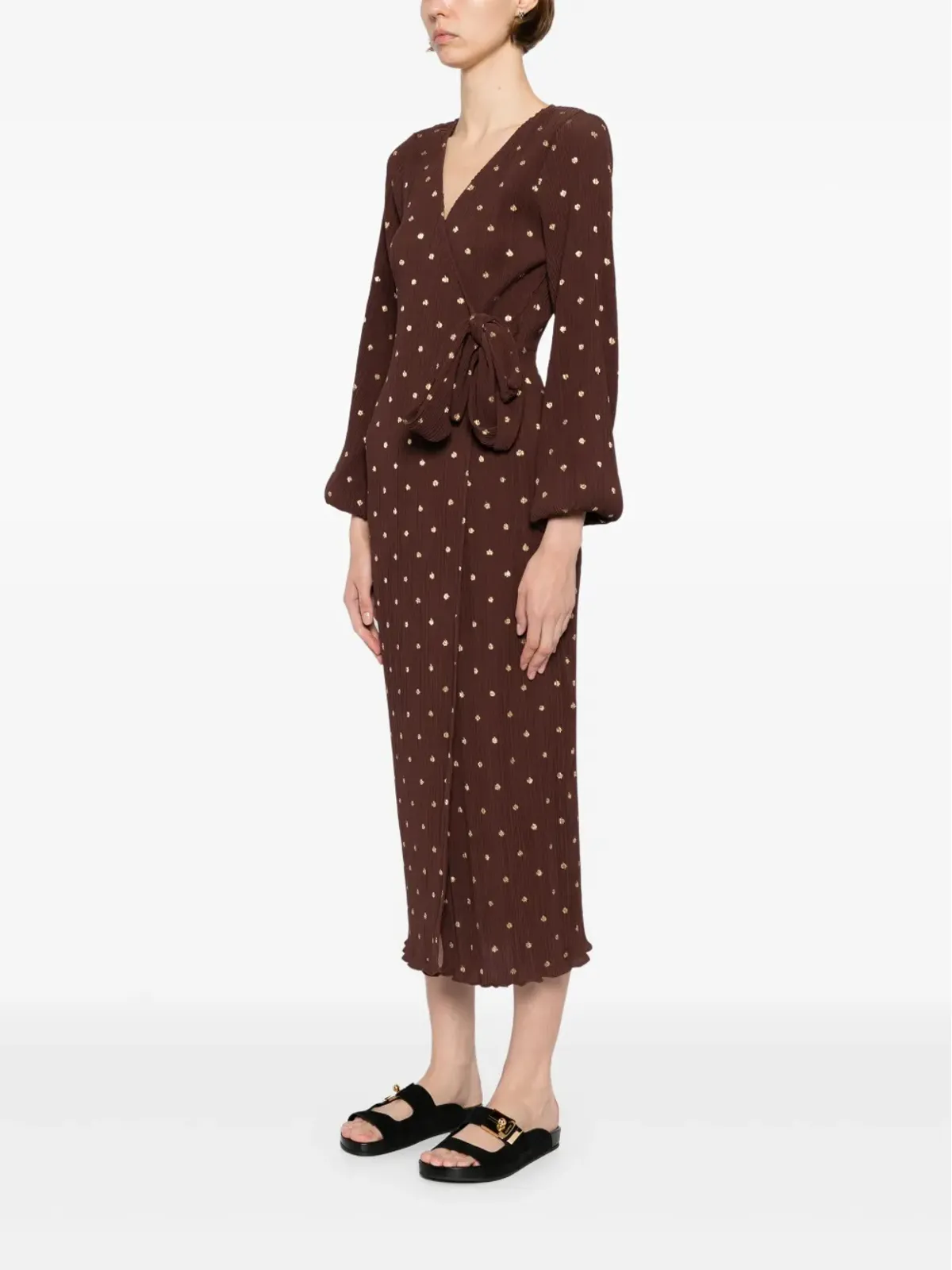 NEVER FULLY DRESSED プリーツ風ラップドレス - 画像3