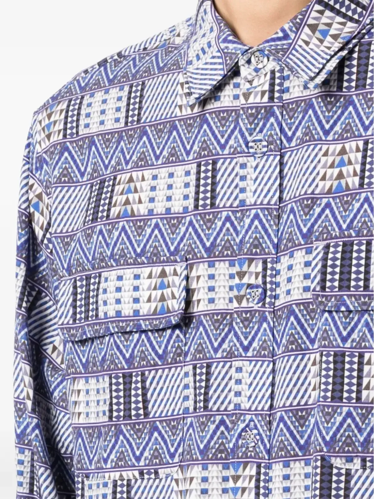 White Mountaineering パターンシャツ ブルー - 画像5