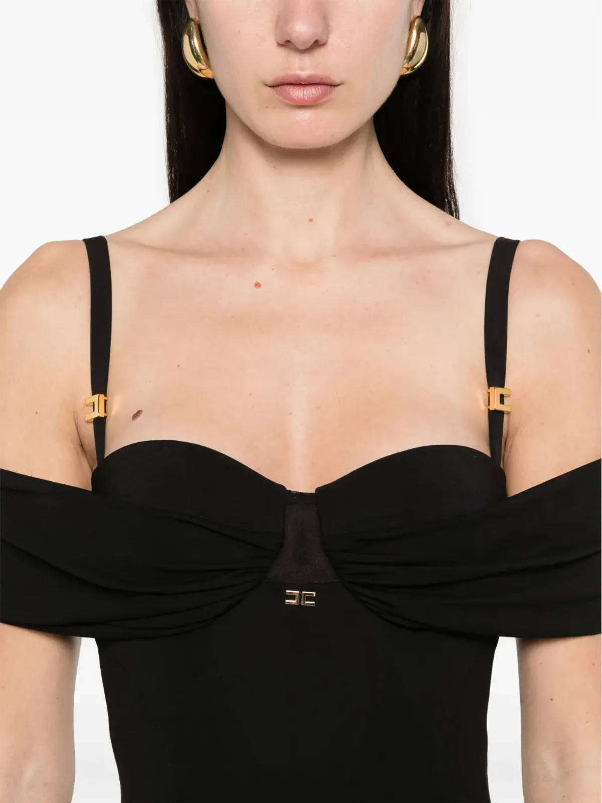 Elisabetta Franchi コルセット風クレープマキシドレス - ブラック - 画像5