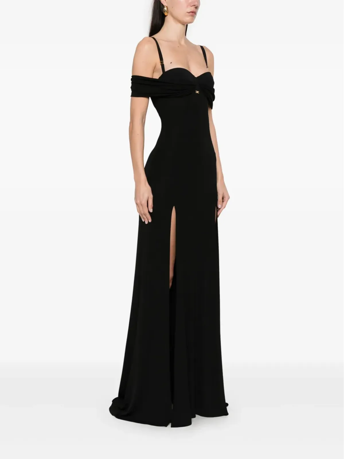 Elisabetta Franchi コルセット風クレープマキシドレス - ブラック - 画像3