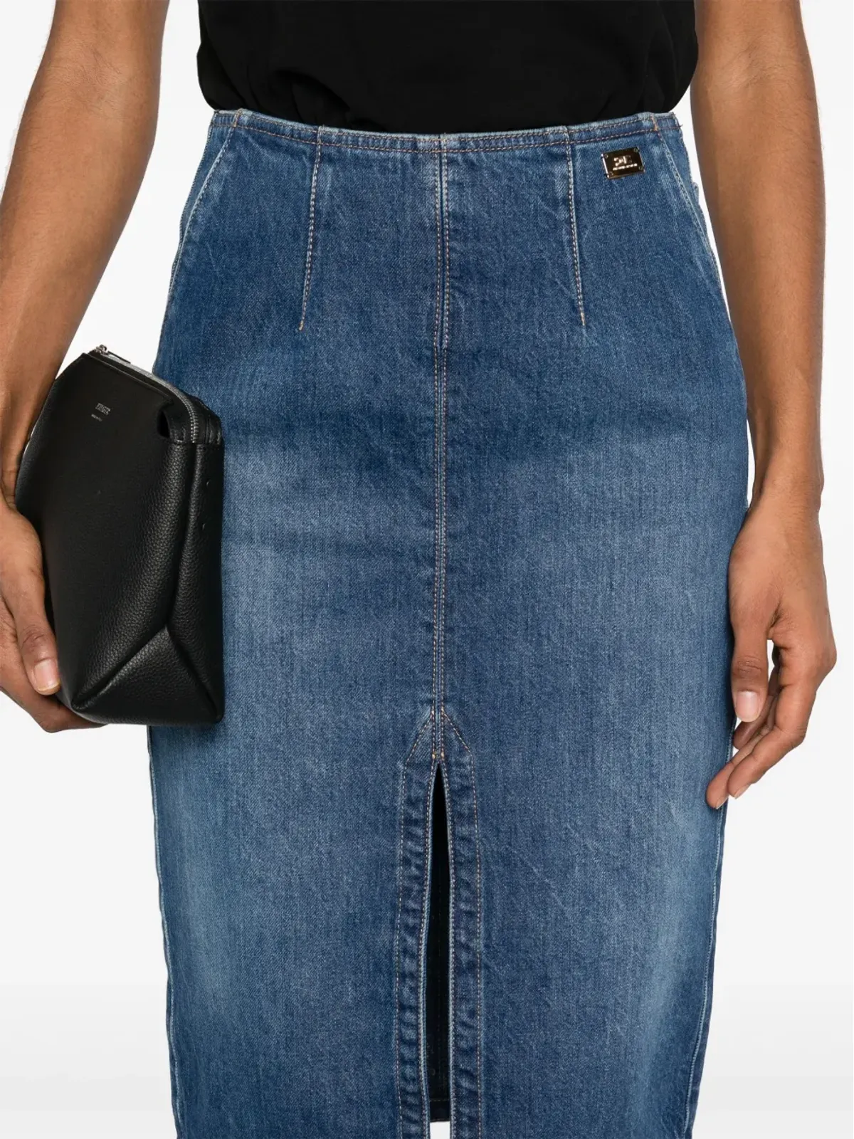 Elisabetta Franchi スリットディテール付きミディスカート ブルー - 画像5