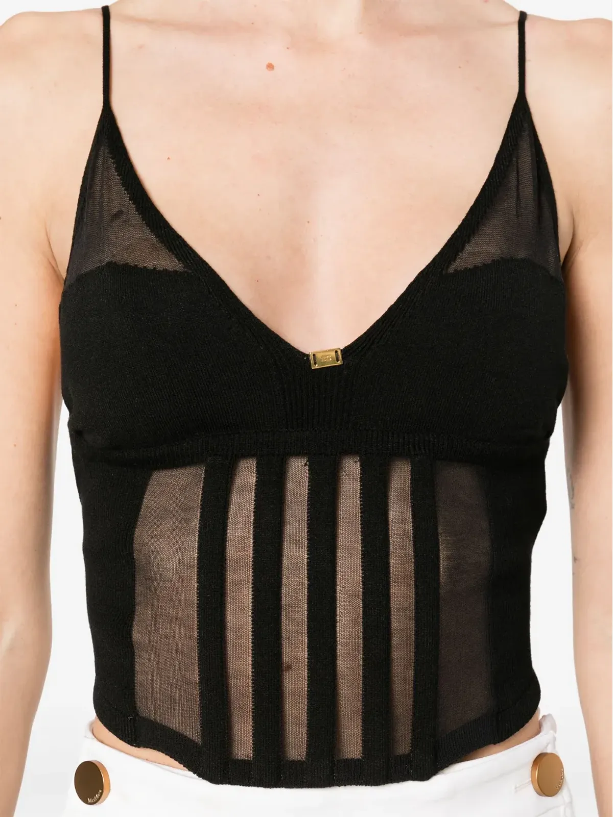 Elisabetta Franchi コルセット風トップス ブラック - 画像5