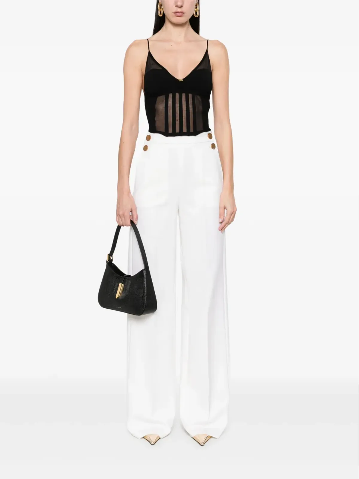 Elisabetta Franchi コルセット風トップス ブラック - 画像2