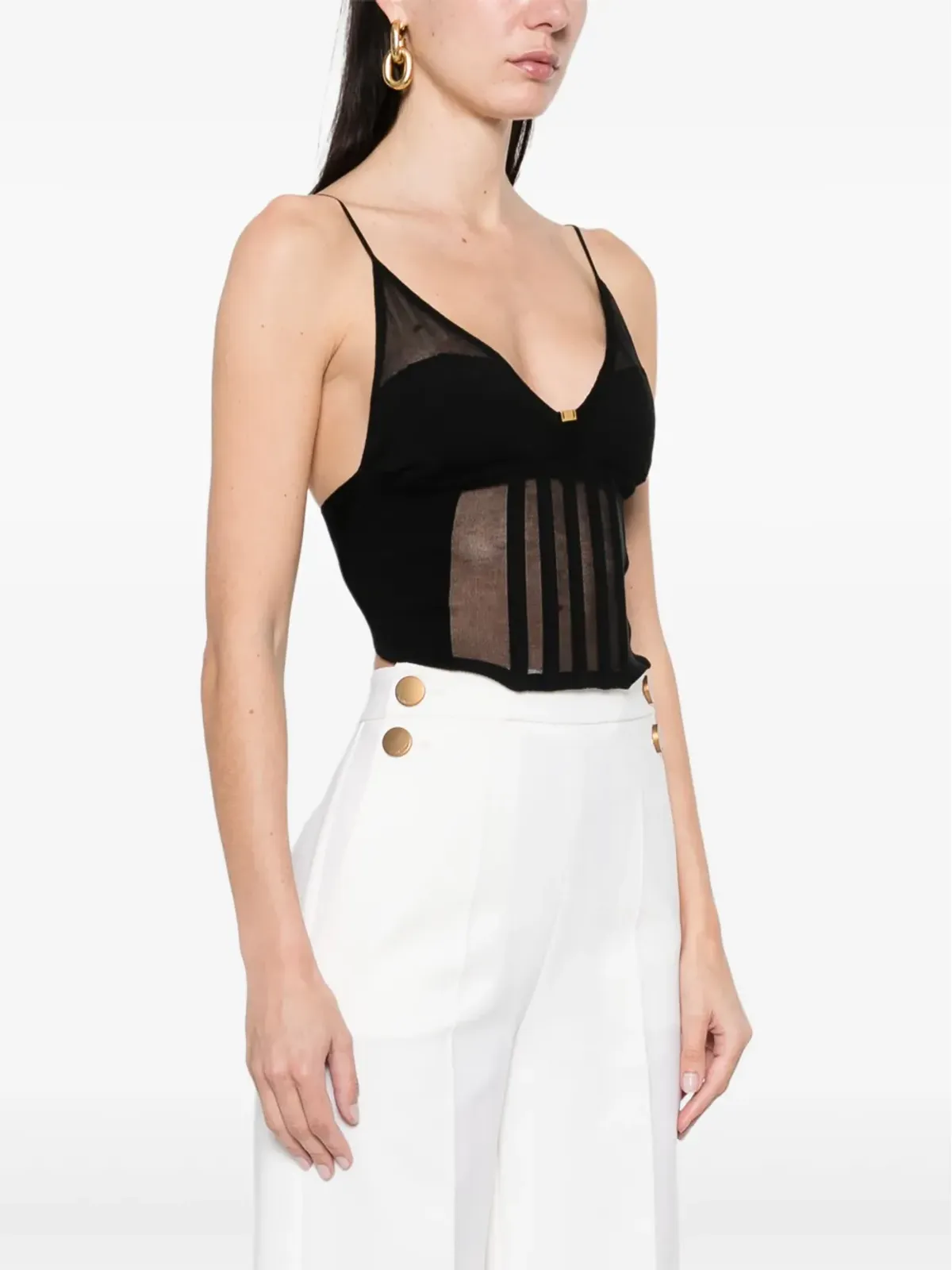 Elisabetta Franchi コルセット風トップス ブラック - 画像3
