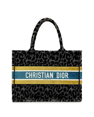 Christian Dior ビンテージ 2021年 ミディアム刺繍入りキャンバス レオパード柄 ミッザ ブックトートバッグ - ブラック - サムネイル1