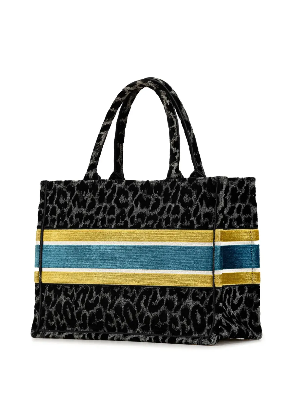 Christian Dior ビンテージ 2021年 ミディアム刺繍入りキャンバス レオパード柄 ミッザ ブックトートバッグ - ブラック - 画像3
