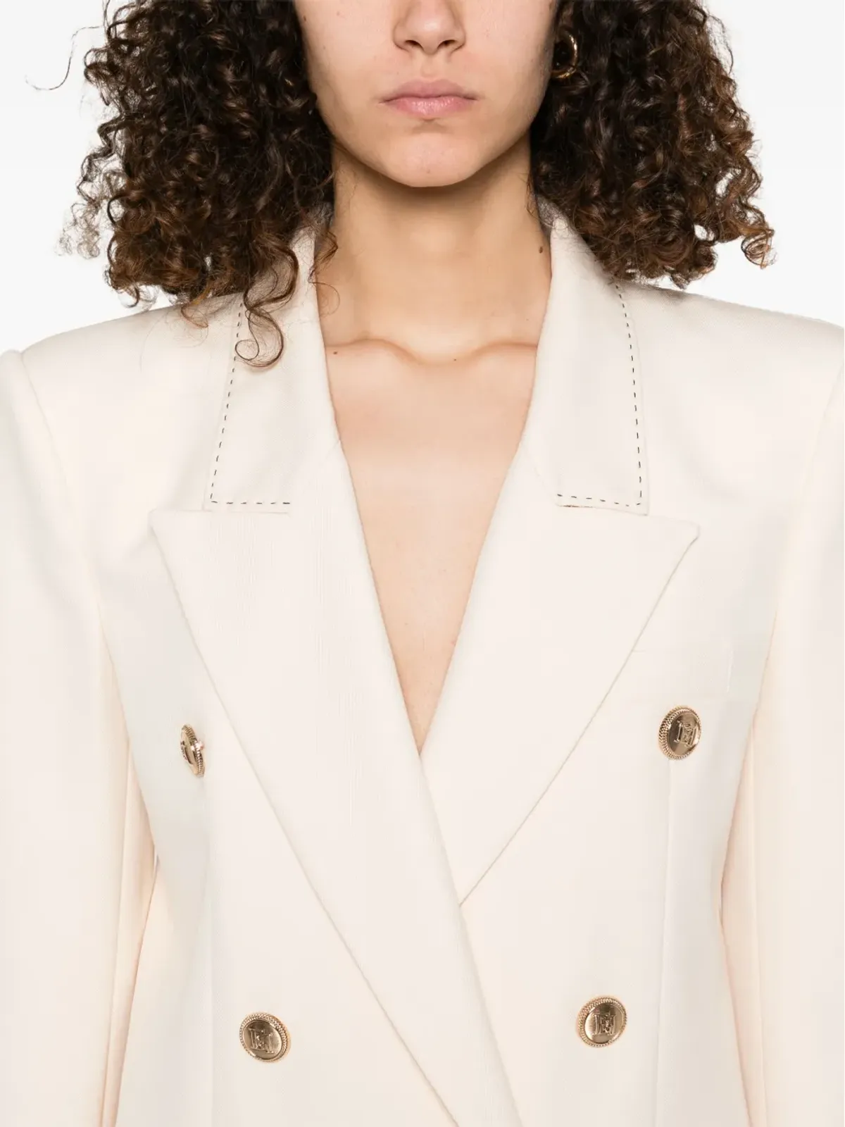 Elisabetta Franchi コントラストステッチ ヴァージンウール ブレザー - ニュートラルカラー - 画像5