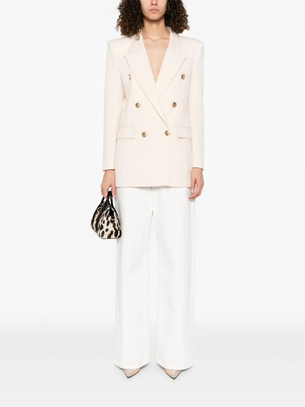Elisabetta Franchi コントラストステッチ ヴァージンウール ブレザー - ニュートラルカラー - 画像2