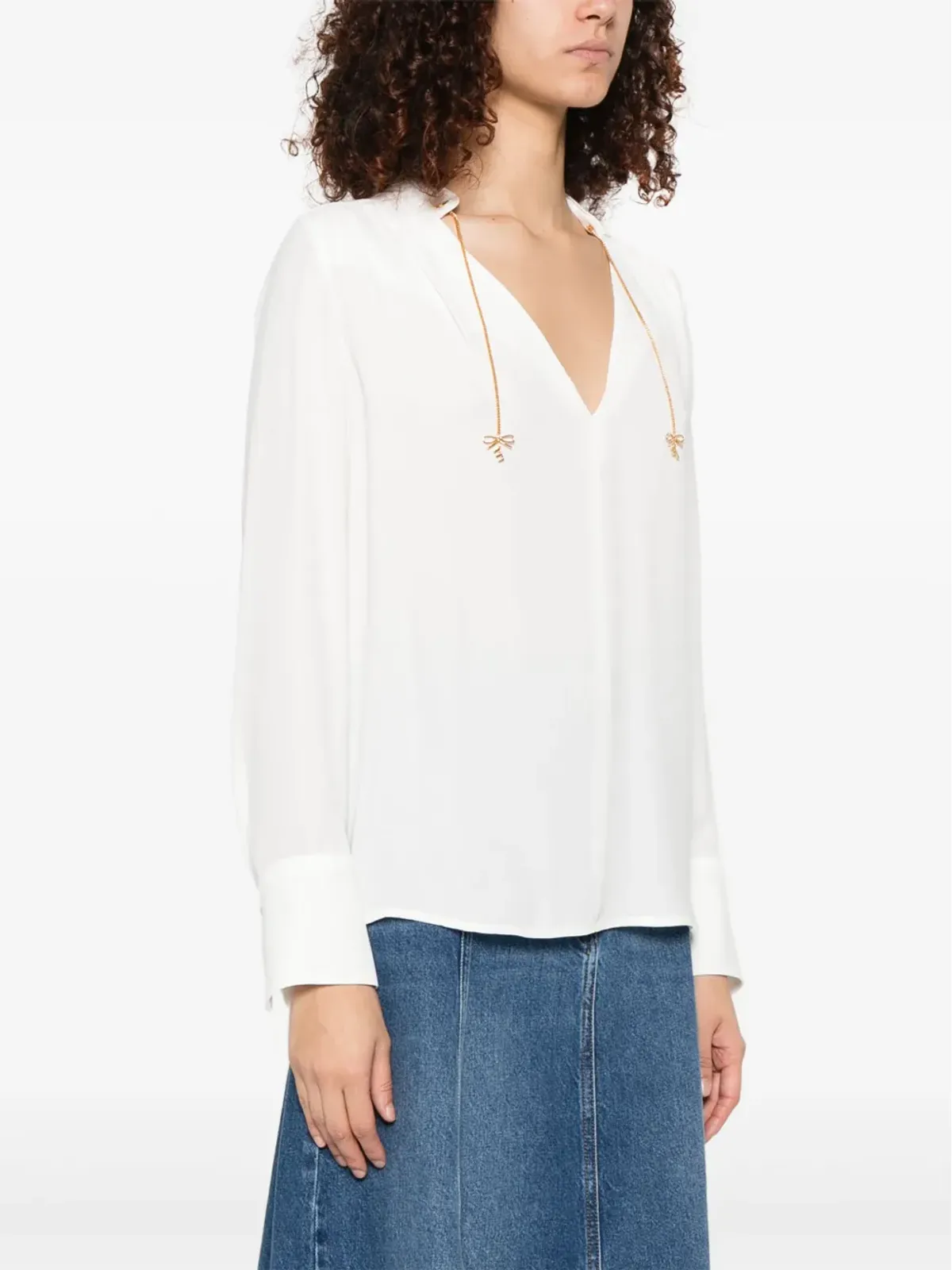 Elisabetta Franchi ロゴチャーム ジョージェット ブラウス - 画像3