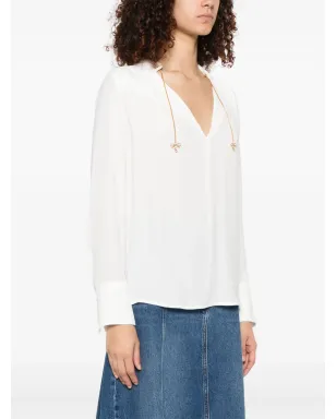 Elisabetta Franchi ロゴチャーム ジョージェット ブラウス - サムネイル3