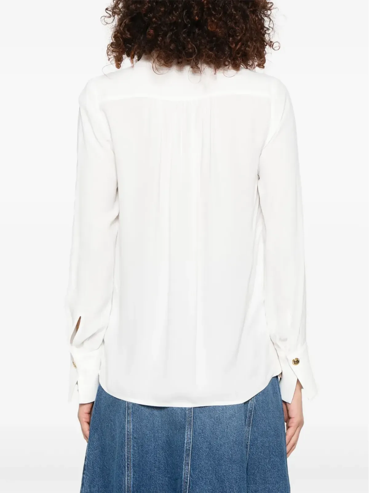 Elisabetta Franchi ロゴチャーム ジョージェット ブラウス - 画像4