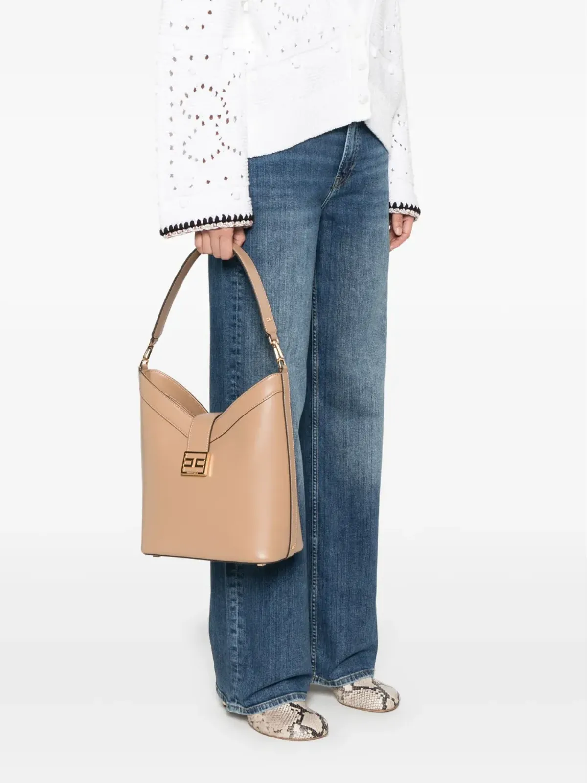 Elisabetta Franchi ロゴバックル ショルダーバッグ - ニュートラルカラー - 画像2