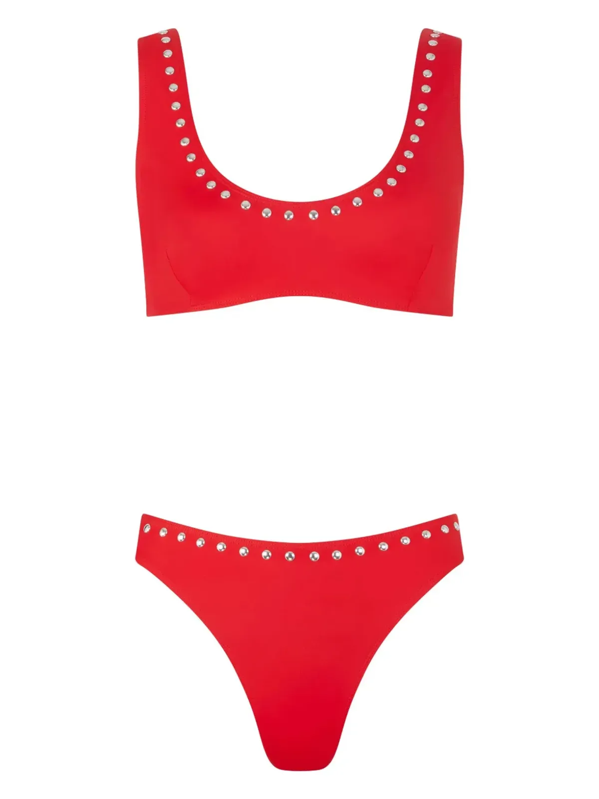 Let's Swim スタッズ付きビキニボトム レッド - 画像3