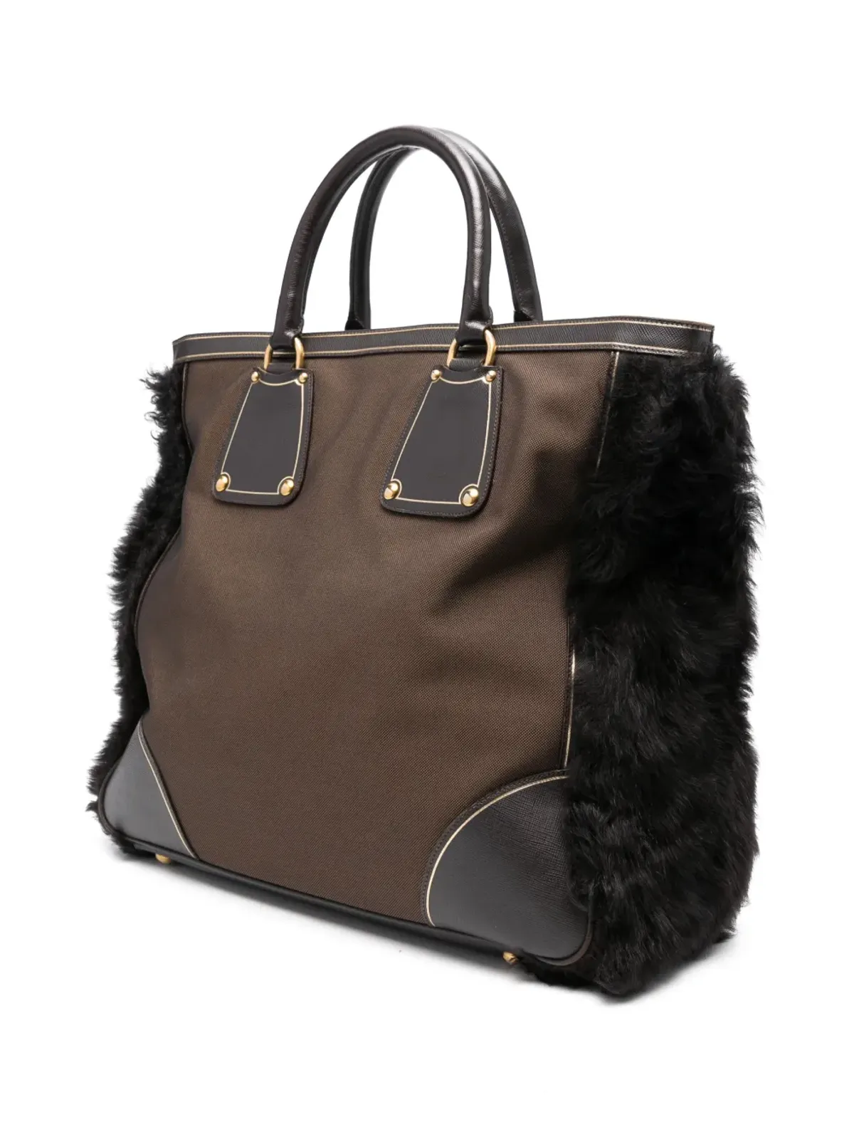 Prada ビンテージ 2010年代 シアリングトリム トートバッグ - ブラウン - 画像2