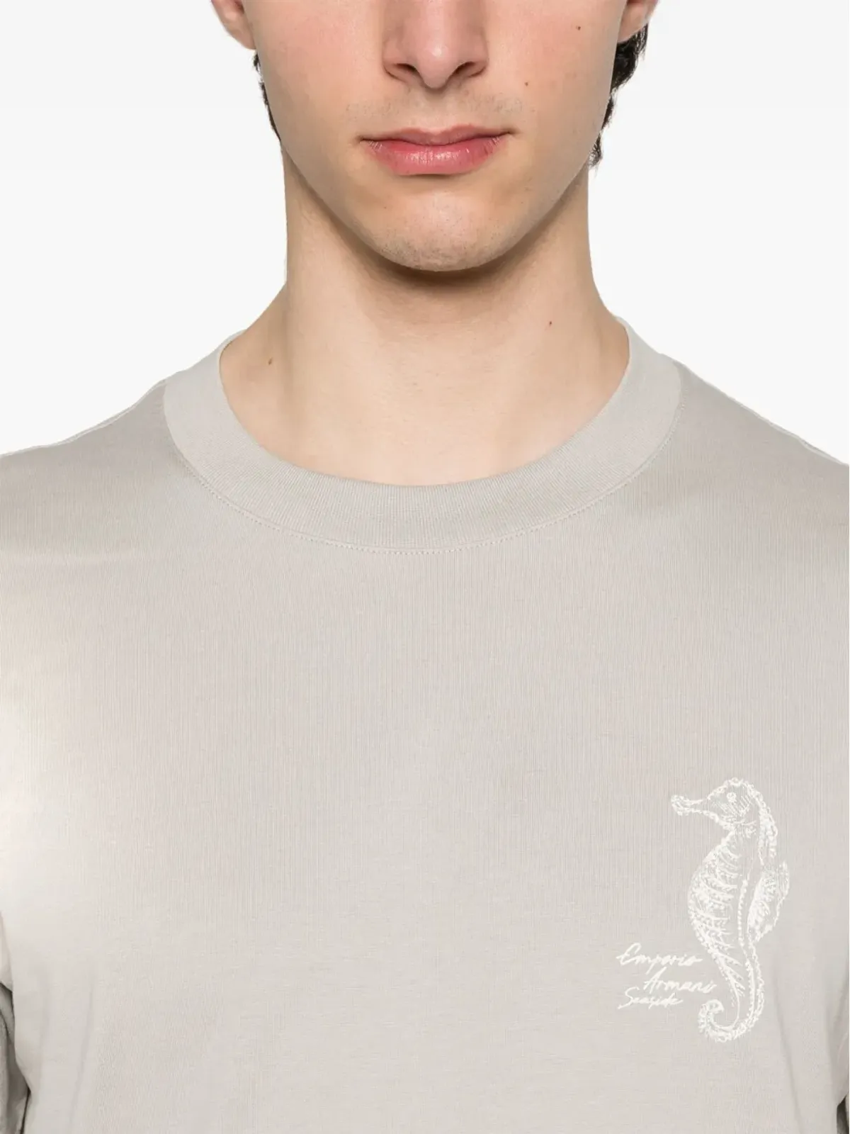Emporio Armani ロゴ刺繍 Tシャツ - グレー - 画像4