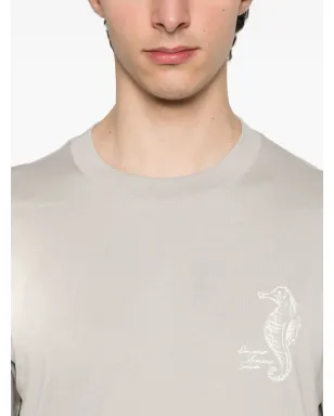 Emporio Armani ロゴ刺繍 Tシャツ - グレー - サムネイル4
