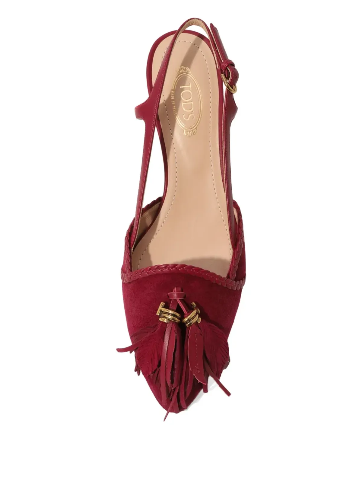 Tod's フリンジディテール スエードパンプス レッド - 画像3