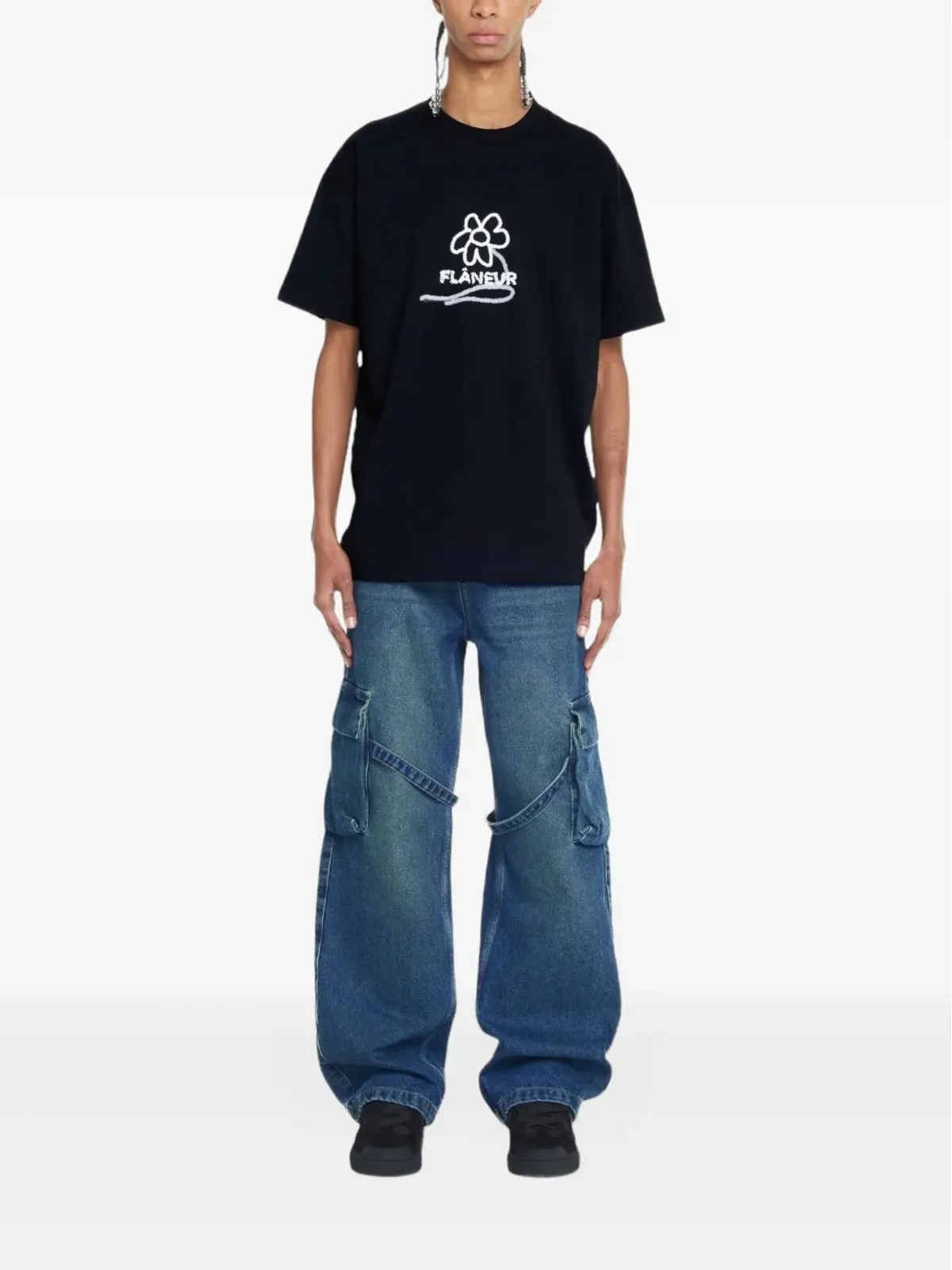 FLÂNEUR Flower Stalk T-shirt - Black - 画像2