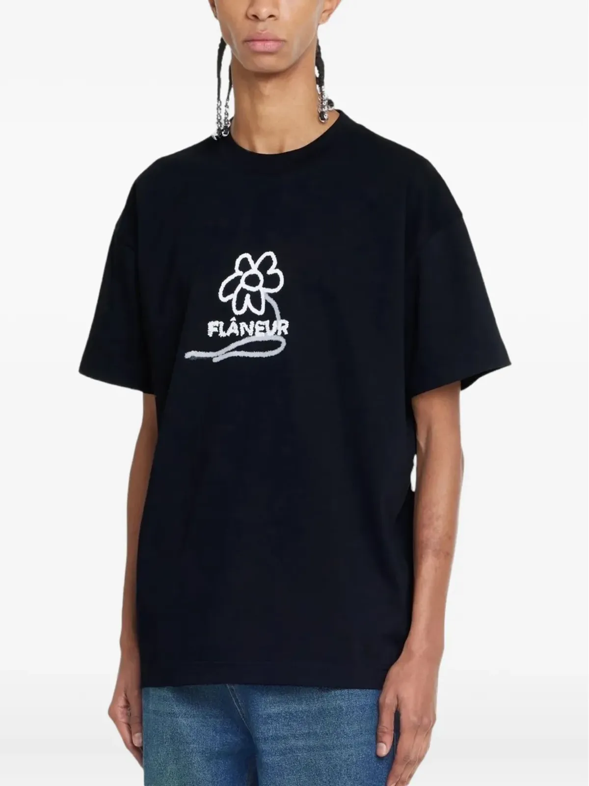 FLÂNEUR Flower Stalk T-shirt - Black - 画像3