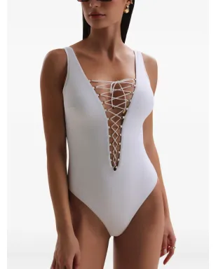 Noire Swimwear レースアップワンピース水着 - サムネイル4