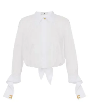 Elisabetta Franchi ラインストーン装飾ポプリンシャツ - ホワイト - サムネイル1