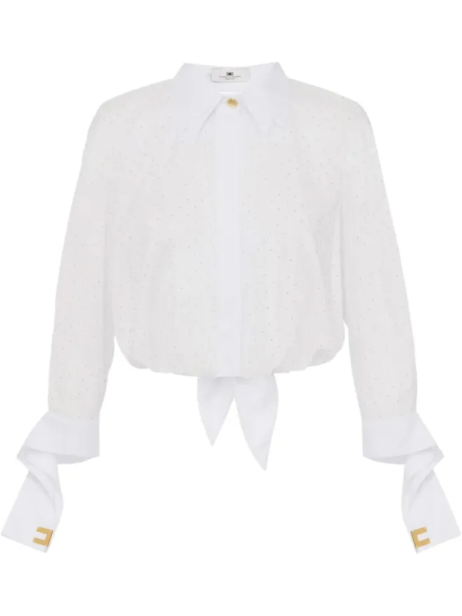 Elisabetta Franchi Elisabetta Franchi ラインストーン装飾ポプリンシャツ - ホワイトの商品画像