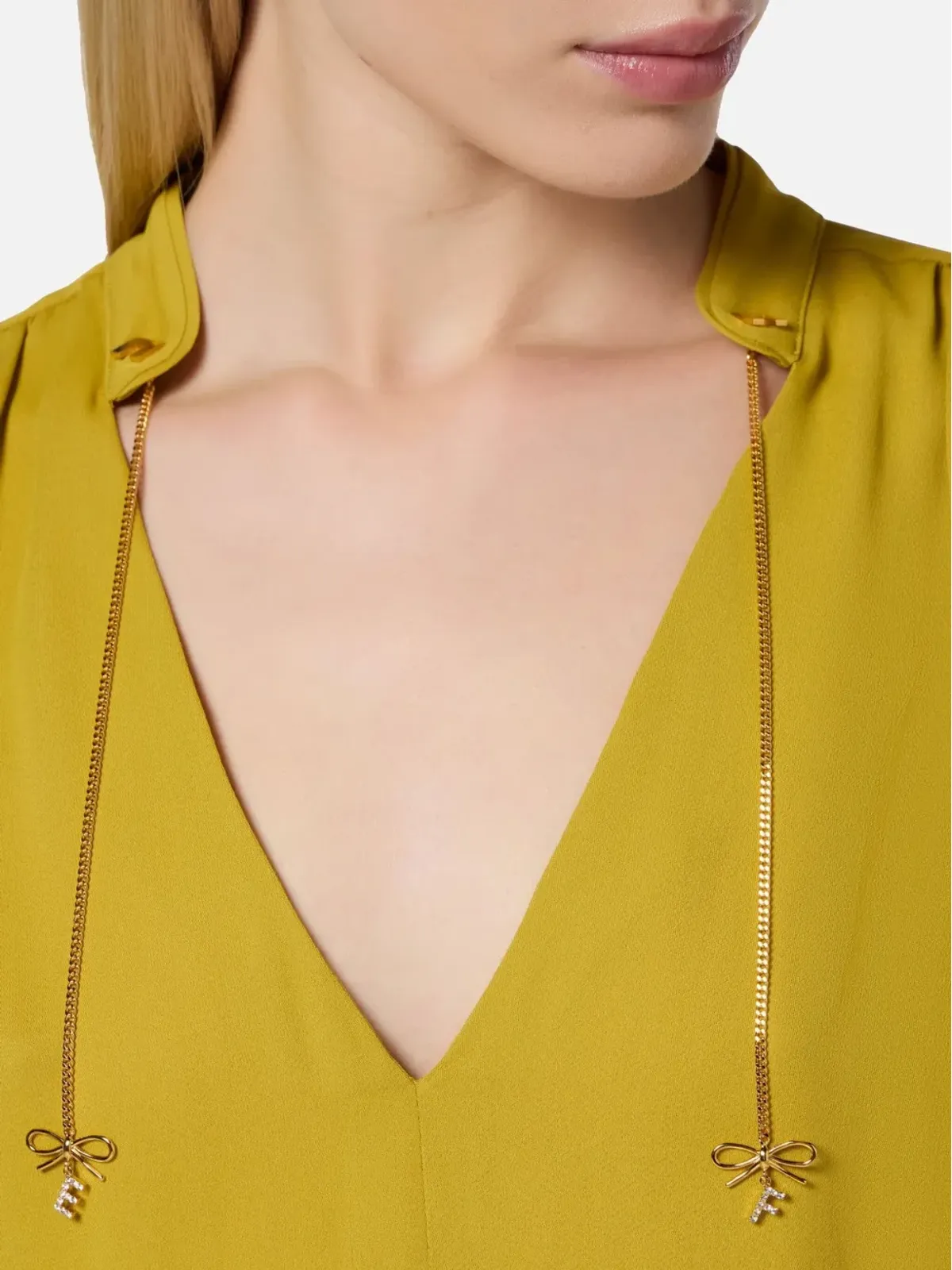 Elisabetta Franchi ロゴチャーム ジョージェット ブラウス - イエロー - 画像4