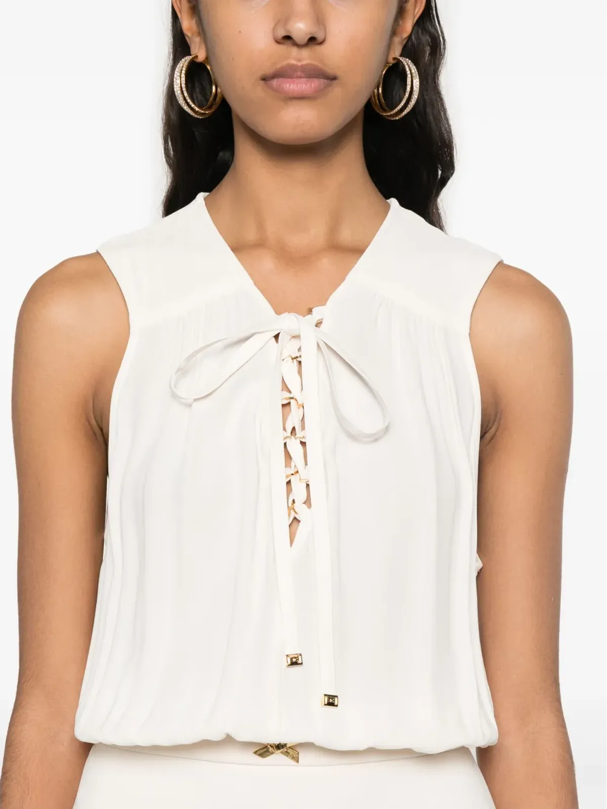 Elisabetta Franchi レースアップディテール ドレス - ベージュ - 画像5