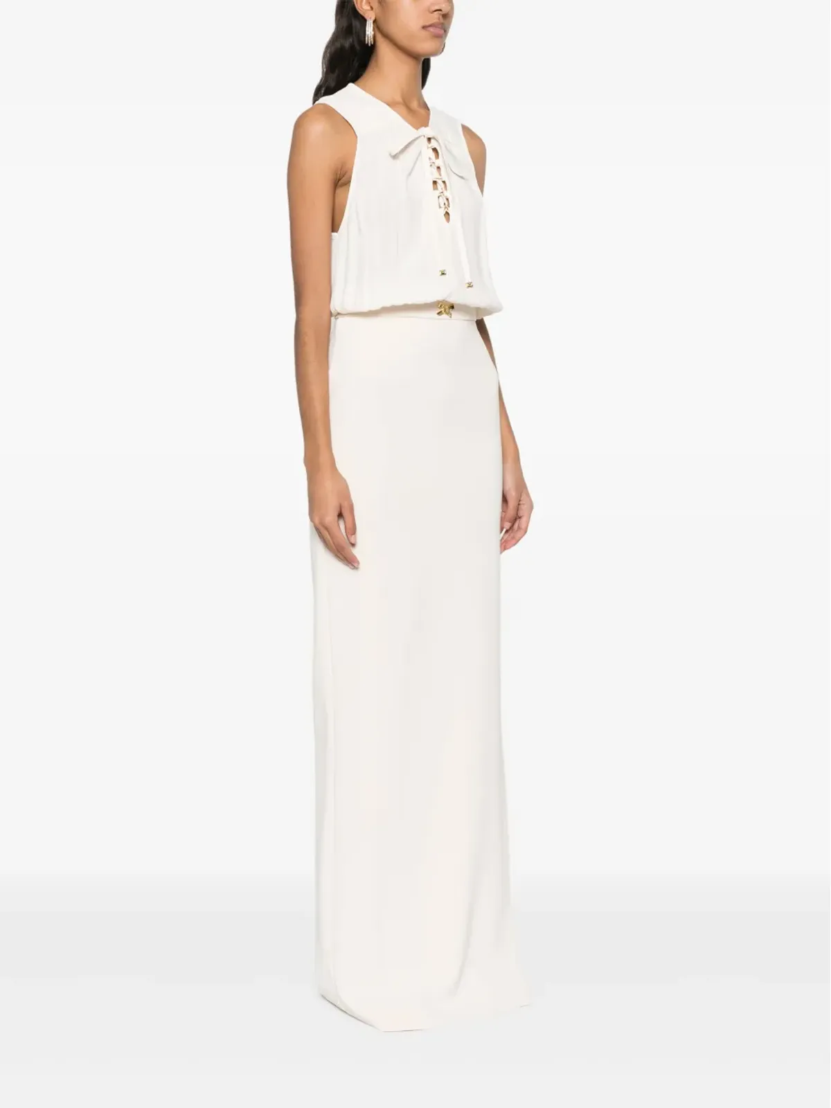 Elisabetta Franchi レースアップディテール ドレス - ベージュ - 画像3