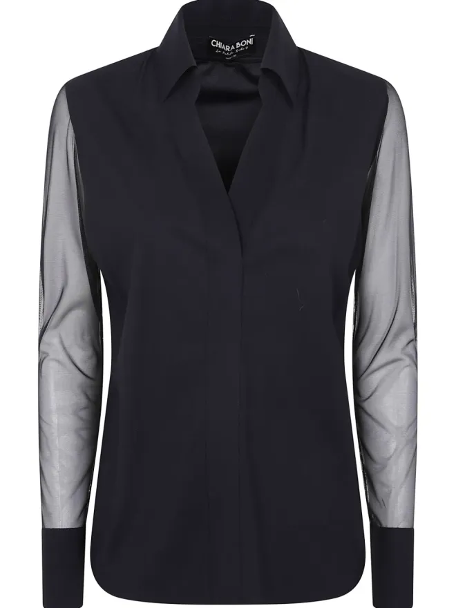 CHIARA BONI La Petite Robe CHIARA BONI La Petite Robe Kai Illusionシャツ ブラックの商品画像