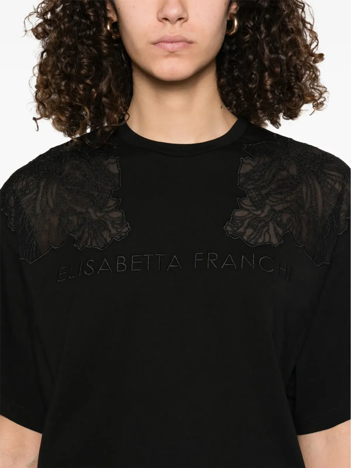 Elisabetta Franchi 刺繍入り Tシャツ - ブラック - 画像5