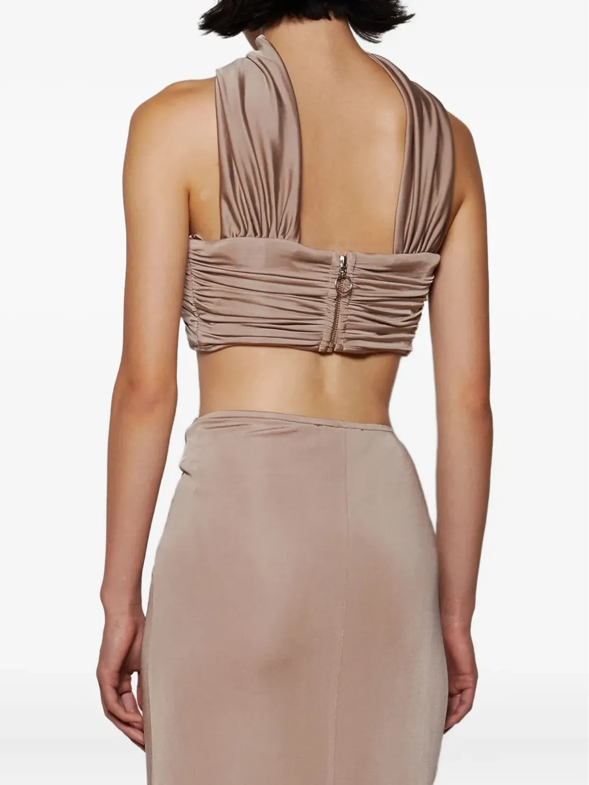 The New Arrivals Ilkyaz Ozel プリーツホルターネックトップ - 画像5