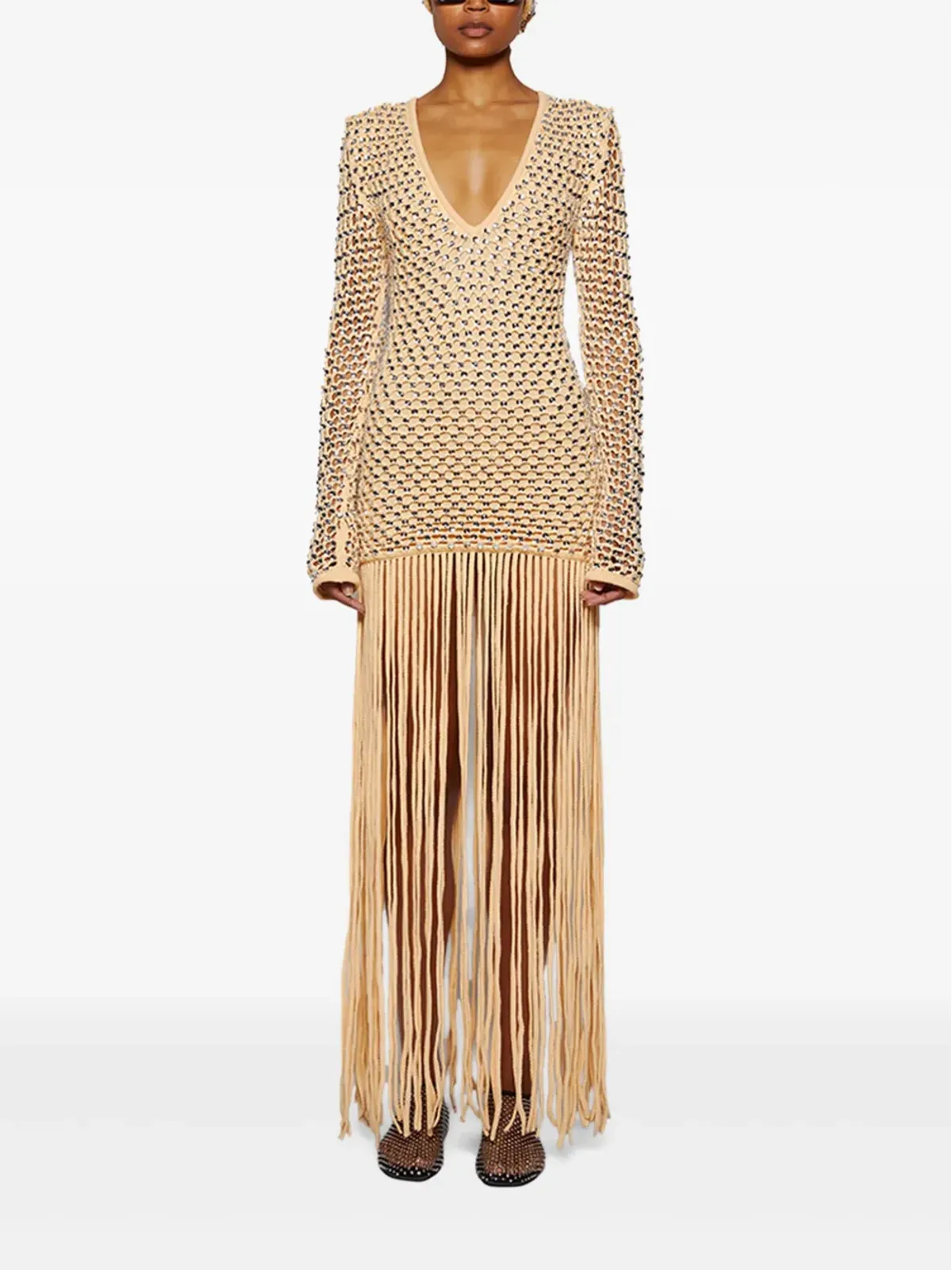 diotima sequins-embellished fringe maxi dress - Neutrals - 画像5