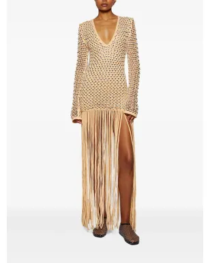 diotima sequins-embellished fringe maxi dress - Neutrals - サムネイル2