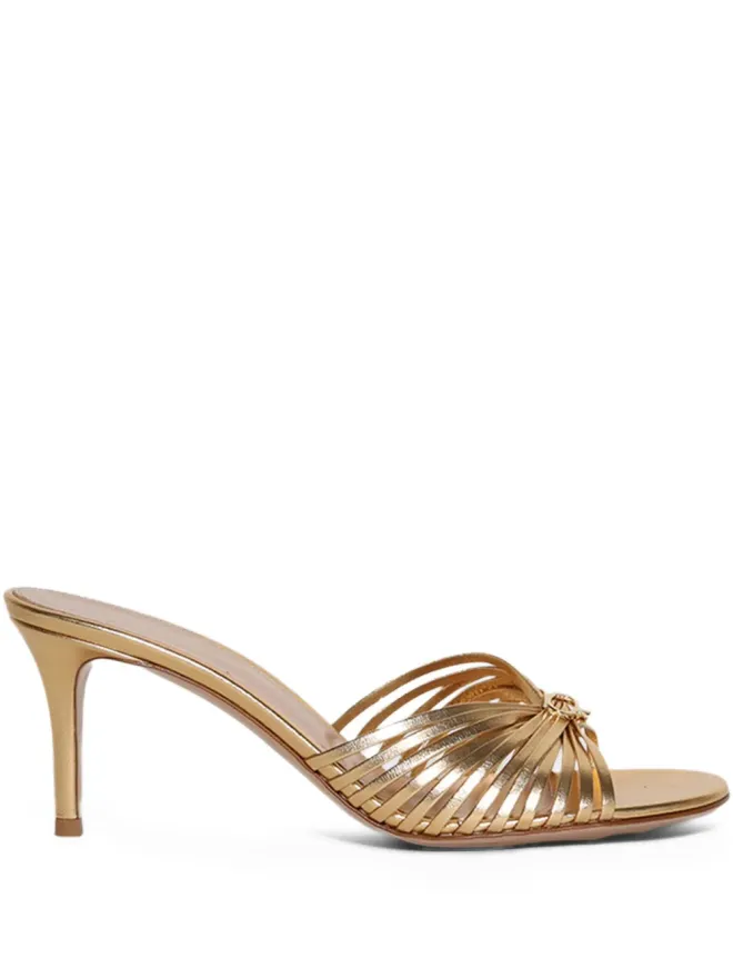 Gianvito Rossi Gianvito Rossi レザー トリム ノット ミュール - ゴールドの商品画像