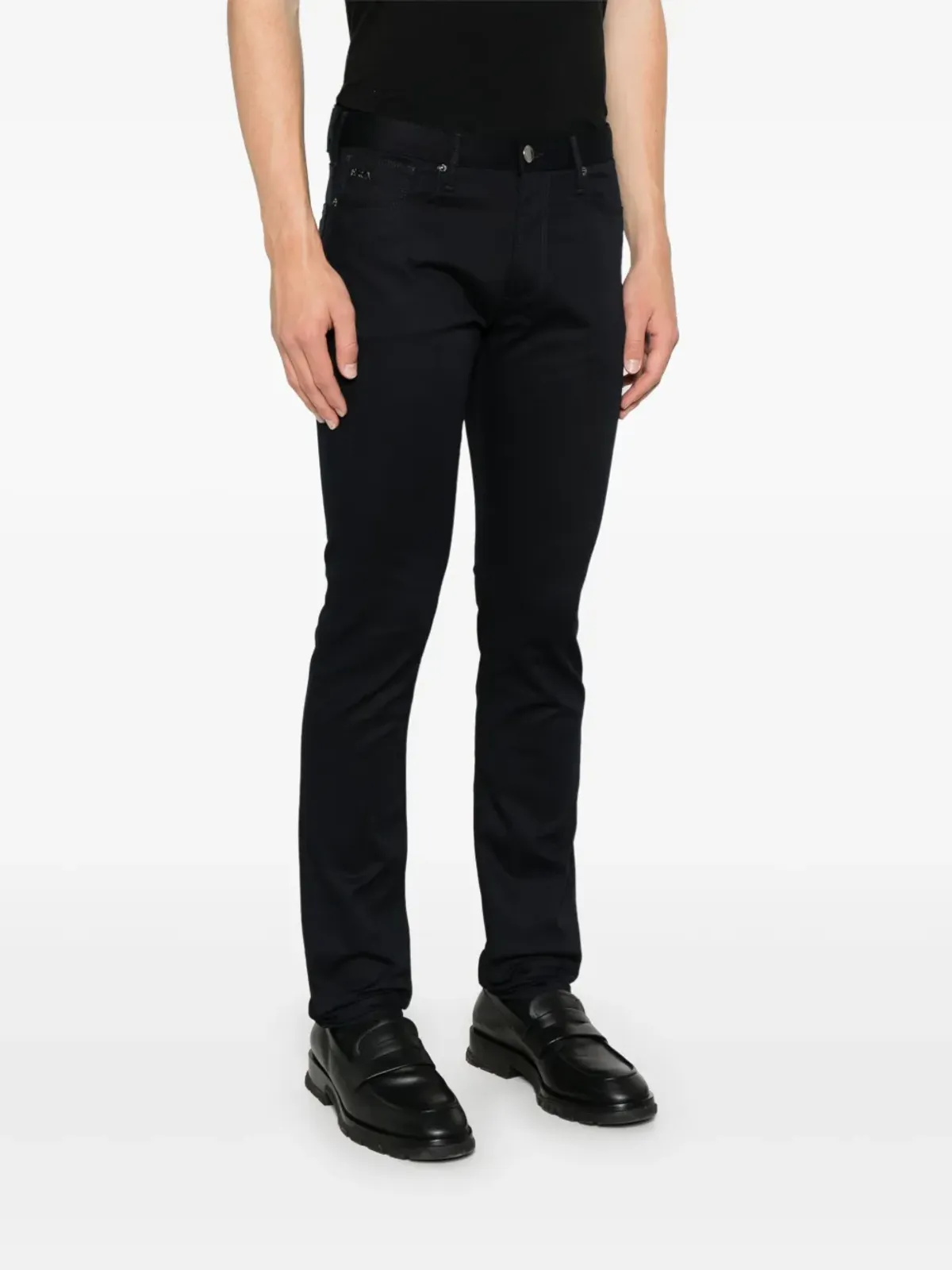 Emporio Armani ビンテージ ロゴプレート付き スリムフィット ジーンズ - ブルー - 画像3