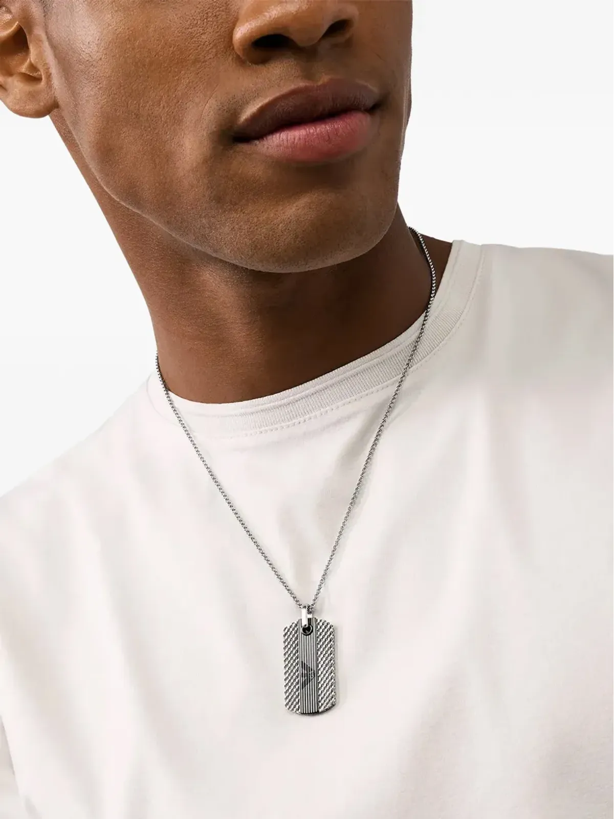Emporio Armani メッシュペンダントネックレス - シルバー - 画像2