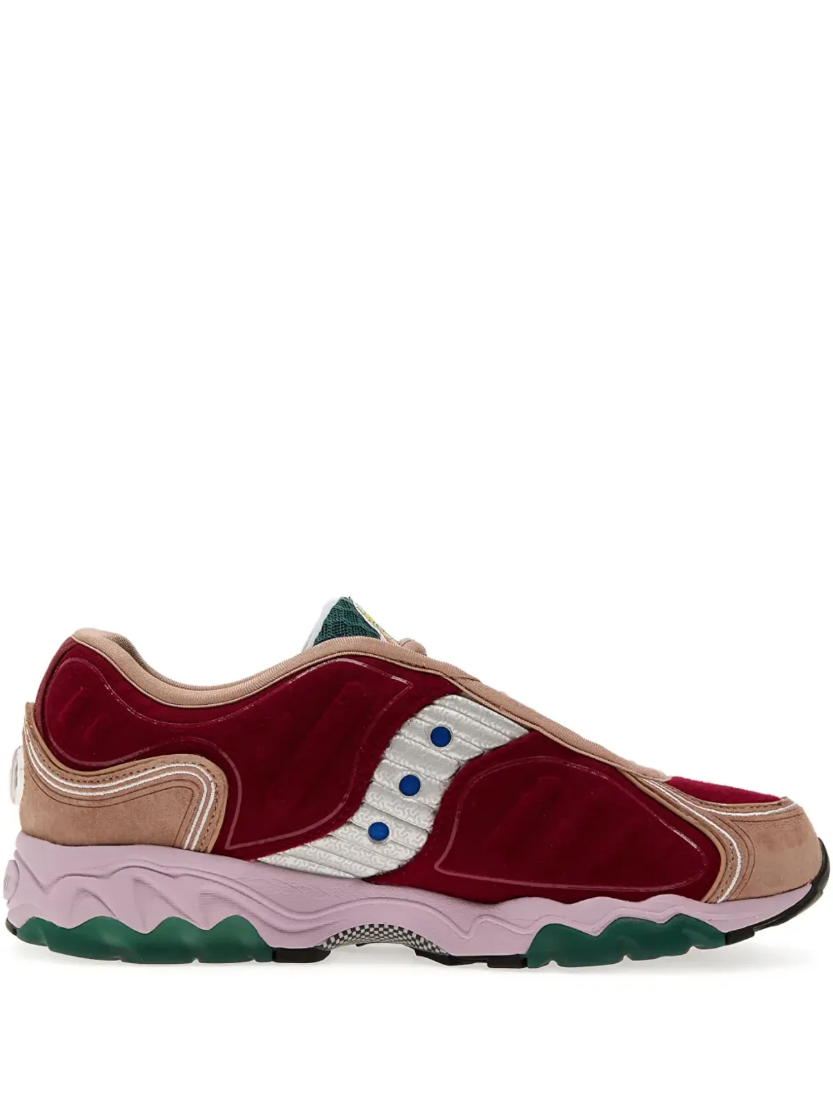 Saucony × Jae Tips Matrix burgundy/tan/multicolour スニーカー - 画像1