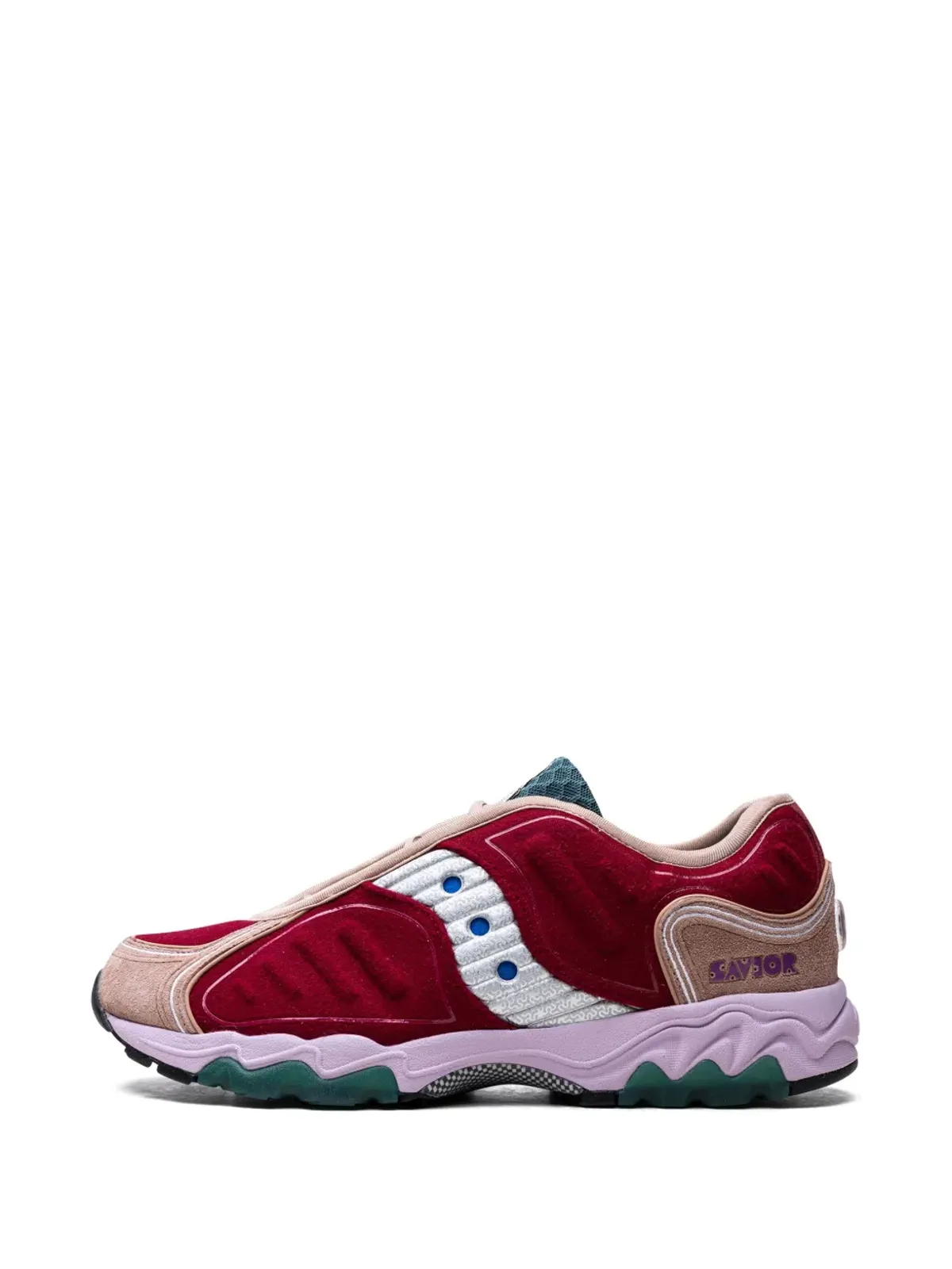 Saucony × Jae Tips Matrix burgundy/tan/multicolour スニーカー - 画像5