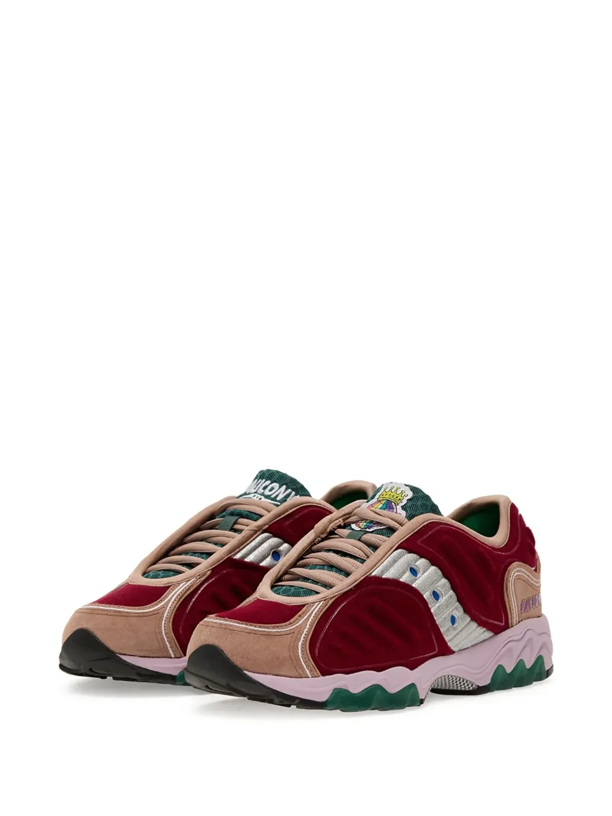 Saucony × Jae Tips Matrix burgundy/tan/multicolour スニーカー - 画像2