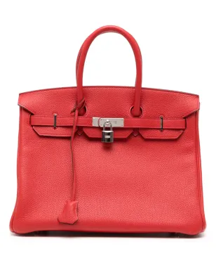 Hermès ビンテージ Birkin 35 Rouge Casaque Clemence PHW バッグ - レッド - サムネイル1