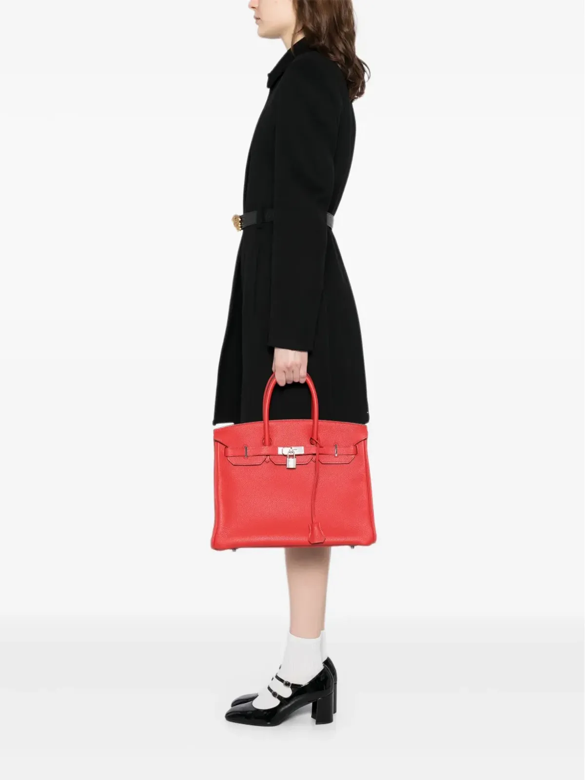 Hermès ビンテージ Birkin 35 Rouge Casaque Clemence PHW バッグ - レッド - 画像2