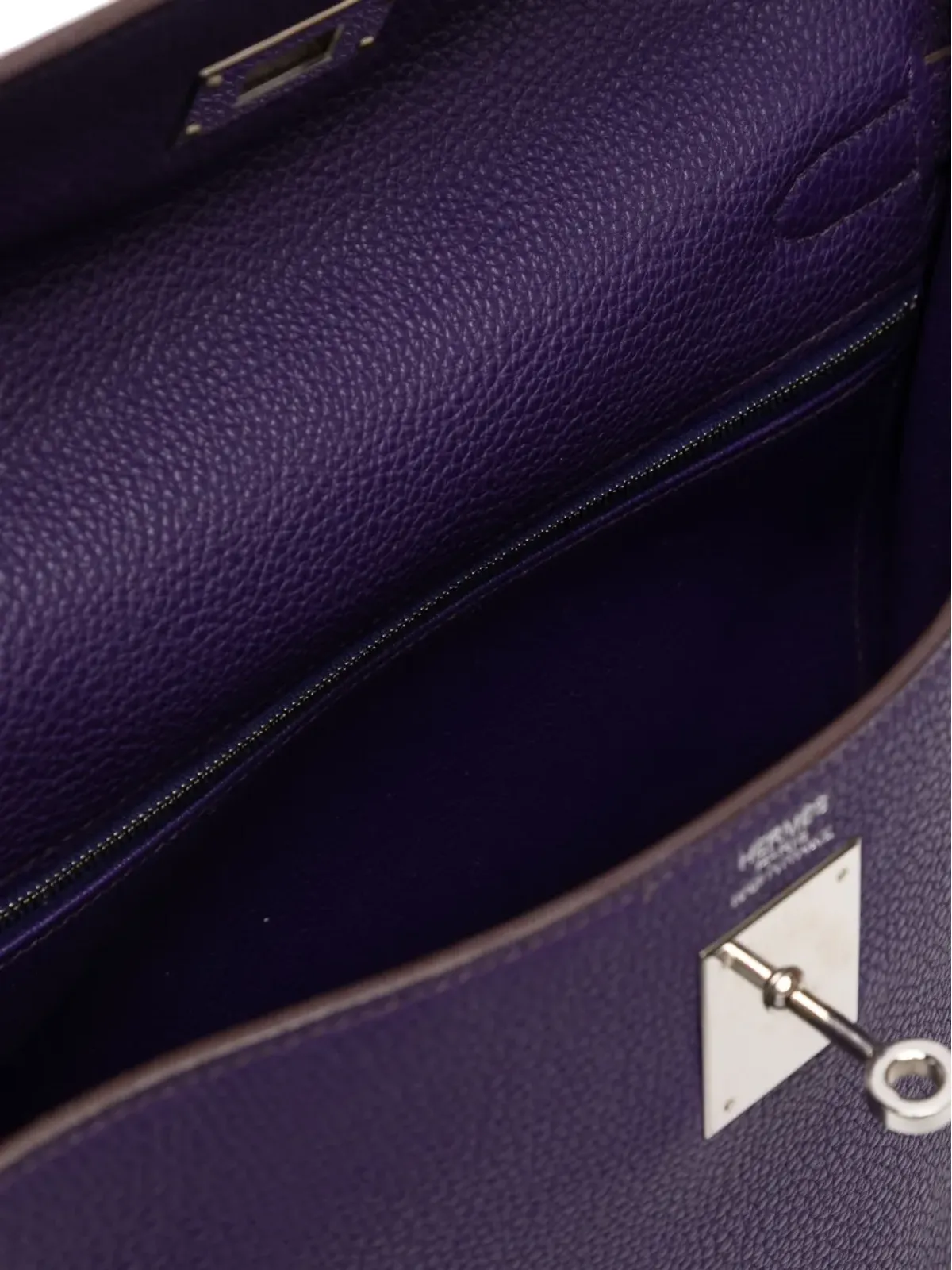 Hermès ビンテージ Kelly 32 Retourne Iris PHW バッグ - パープル - 画像5
