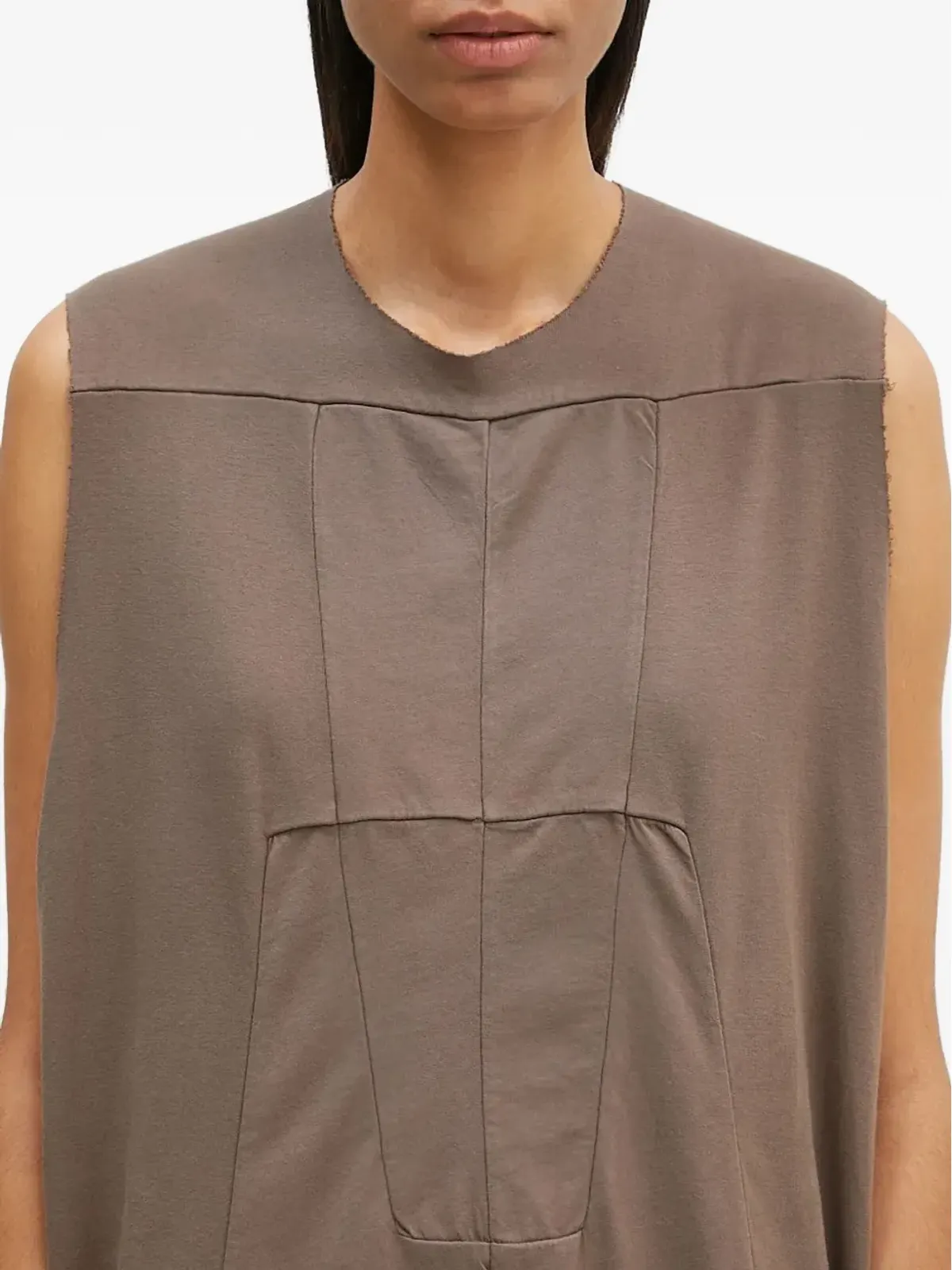 Rick Owens DRKSHDW パネルデザイン ノースリーブ トップス ブラウン - 画像4