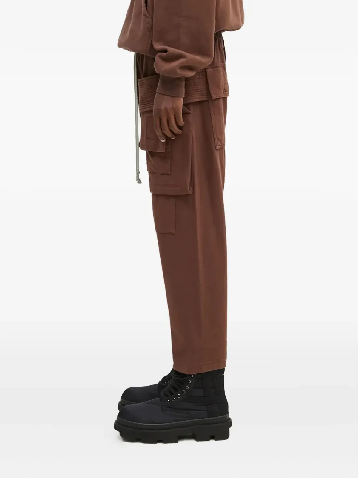 Rick Owens DRKSHDW マルチポケット ドローストリング ドロップクロッチ トラウザーズ ブラウン - 画像2
