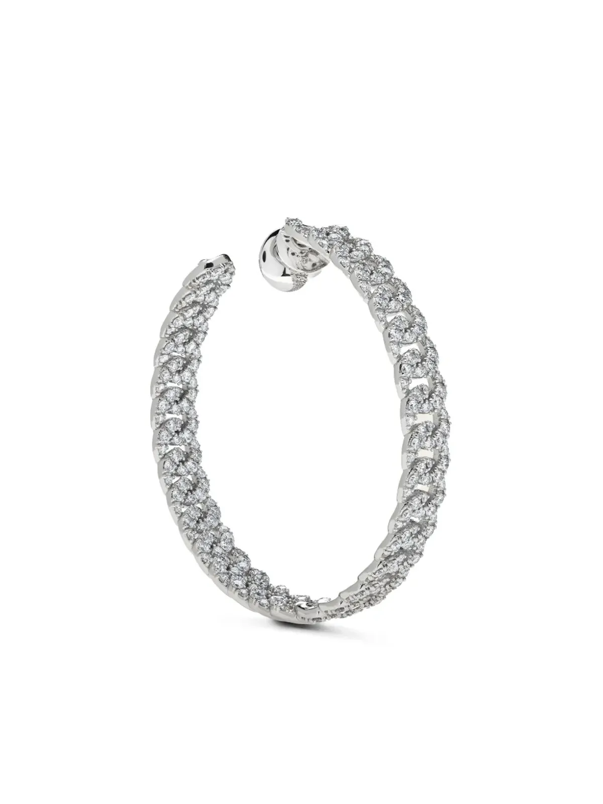 Jewels Aficionado 18Kホワイトゴールド ダイヤモンド 大きめフープピアス - 画像2